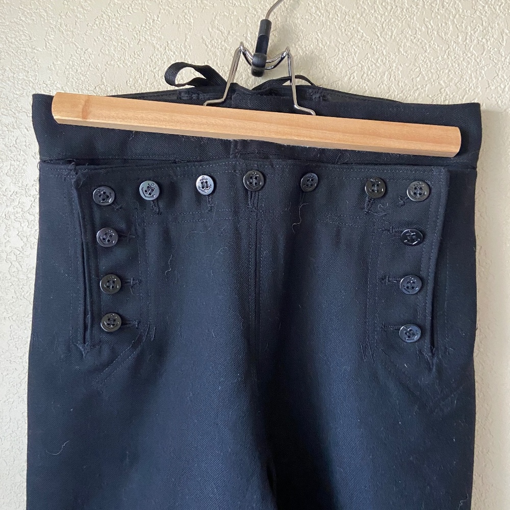 Vintage wool navy button flap sailor pants